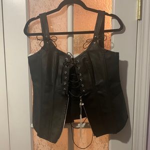 Black Lace Up Bustier Corset Top Size L